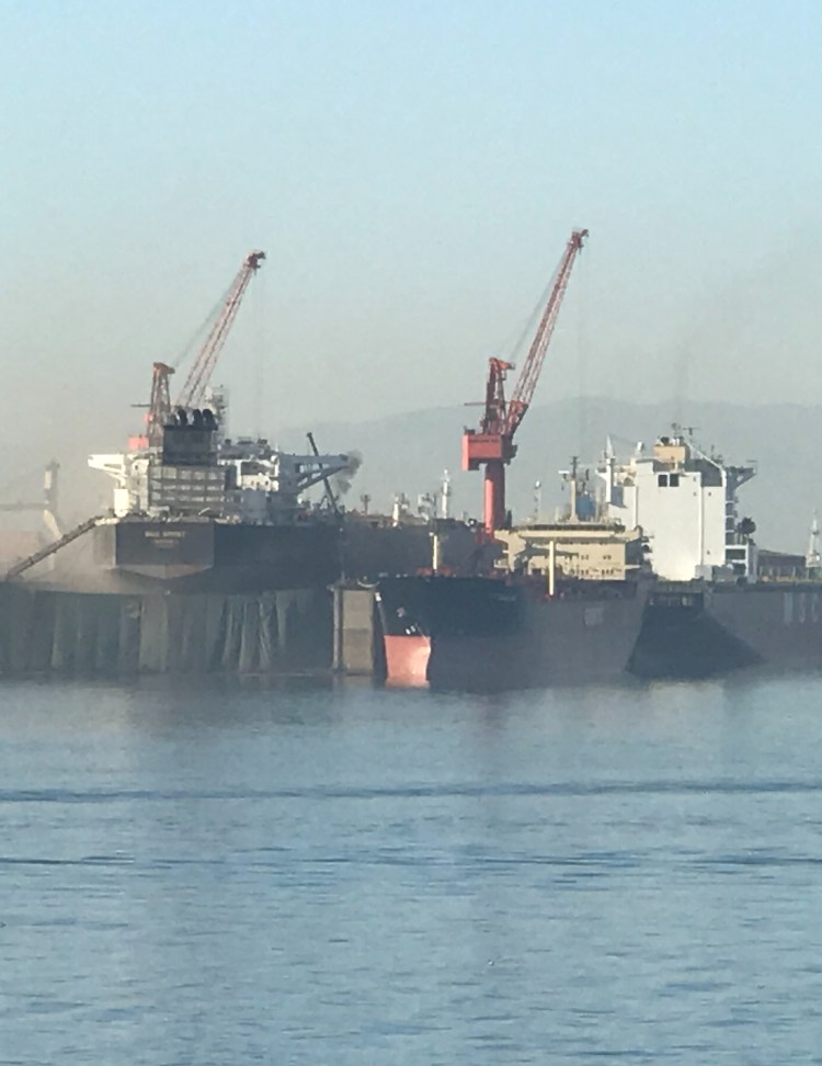 Two vessels in a floating dry dock
